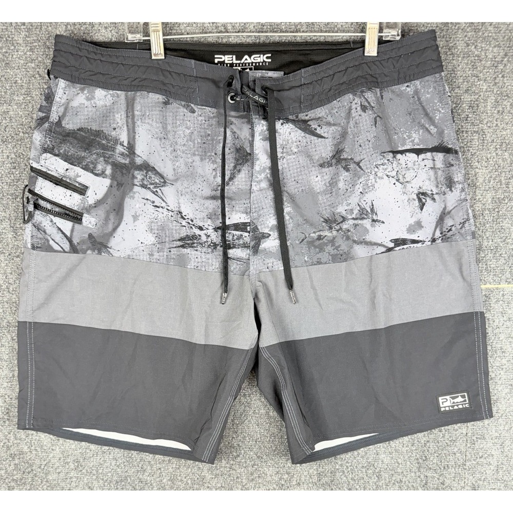 Pelagic STRIKE Men's Size 38 Blue Fish Fishing Board Shorts High Performance